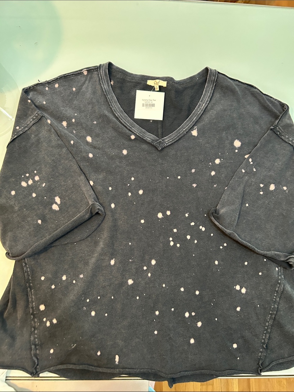 NWT Easel Los Angeles grey and pink splatter dye tee